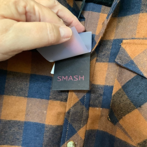 SMASH Men’s Plaid Flannel Long Sleeve Button Up Shirt NWT 🌴 - Picture 5 of 8